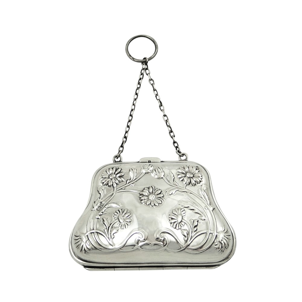 Antique Edwardian Sterling Silver 'Daisy' Purse 1905