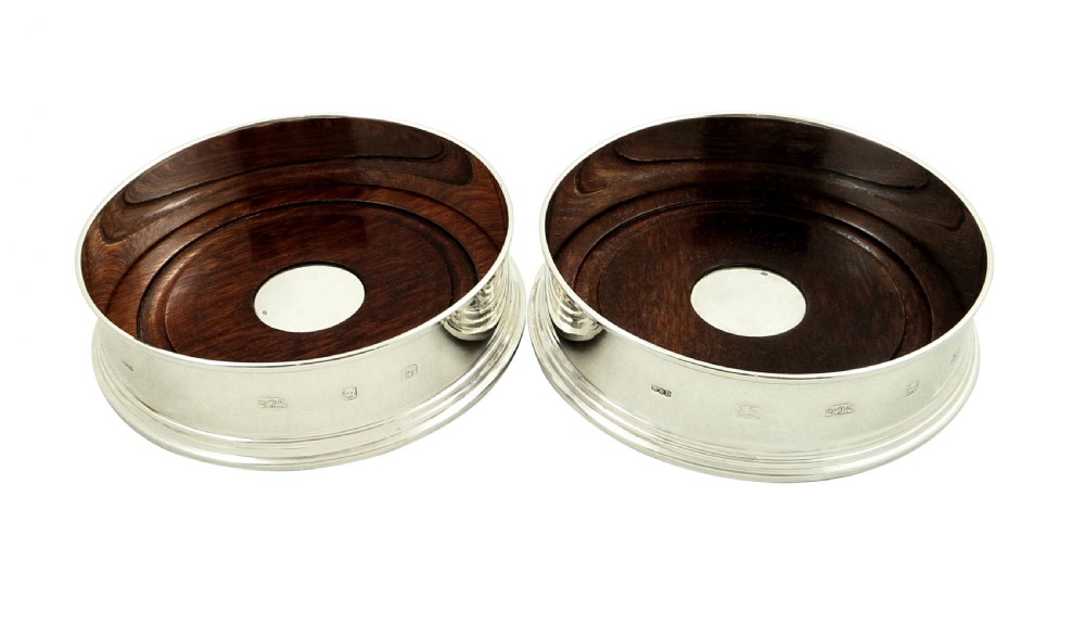 Pair of Hallmarked Sterling Silver Wine / Champagne Coasters View II
