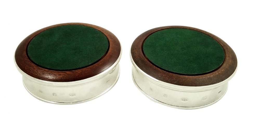 Pair of Hallmarked Sterling Silver Wine / Champagne Coasters View VI