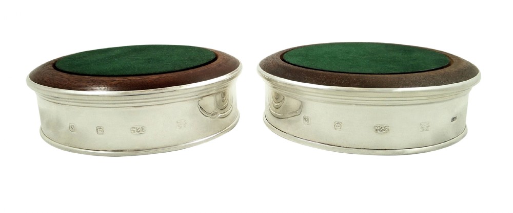 Pair of Hallmarked Sterling Silver Wine / Champagne Coasters View VIII