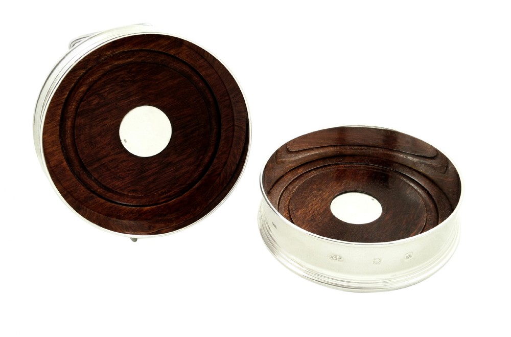 Pair of Hallmarked Sterling Silver Wine / Champagne Coasters View IX