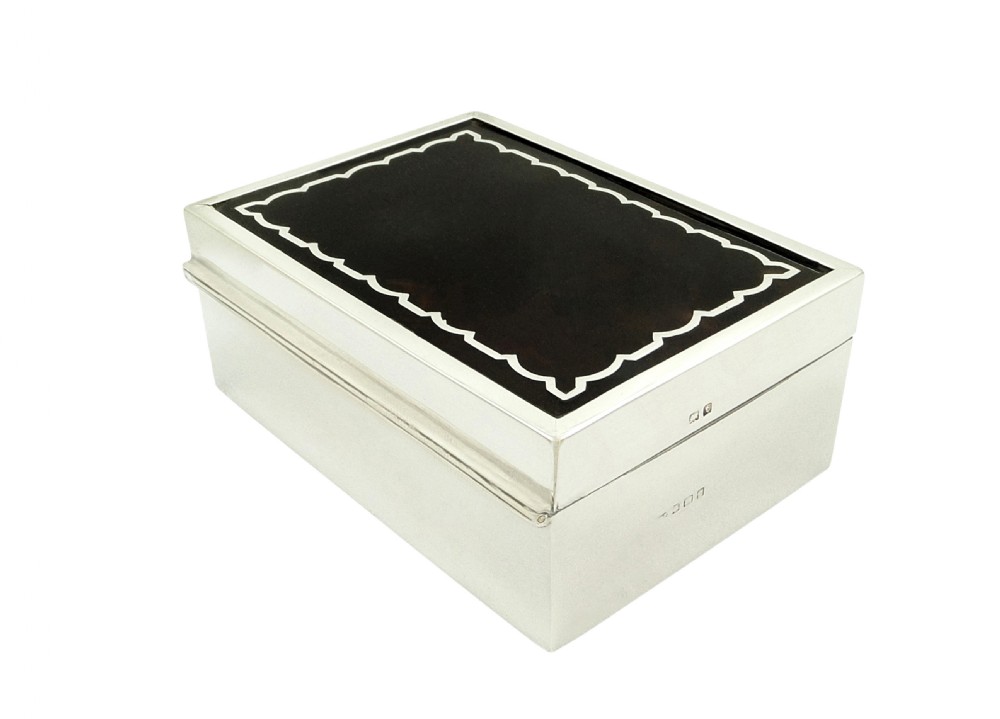 Antique Sterling Silver & Tortoiseshell Cigarette / Trinket Box 1918 View VII