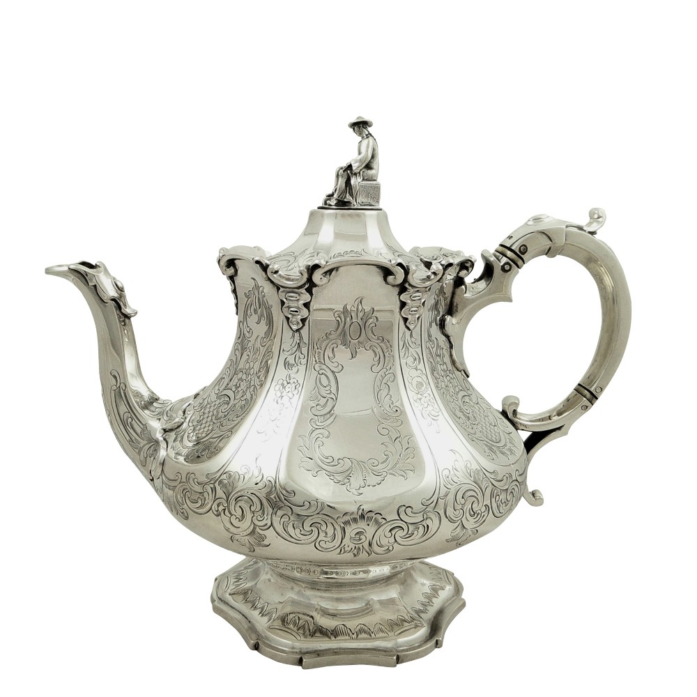 Antique Early Victorian Sterling Silver Teapot 1847