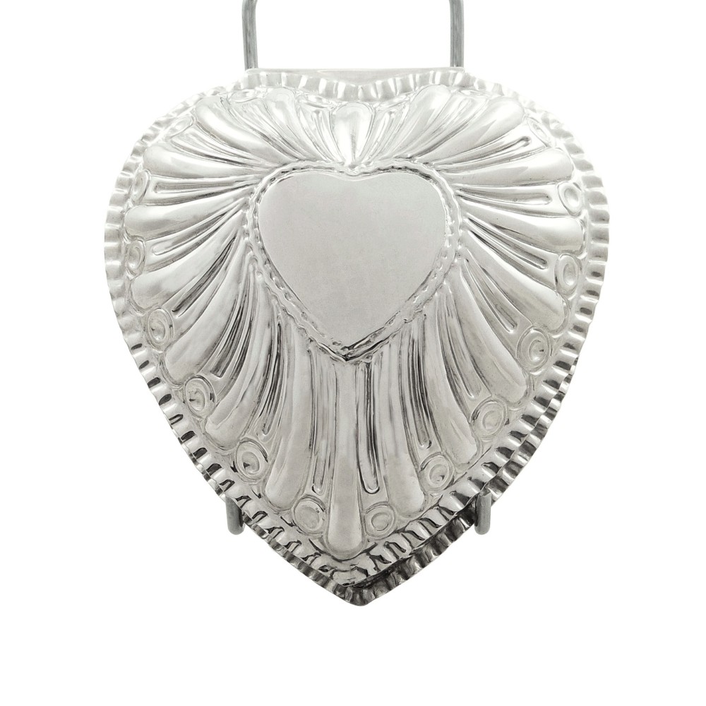 Large Antique Victorian Sterling Silver Heart Trinket Box 1899