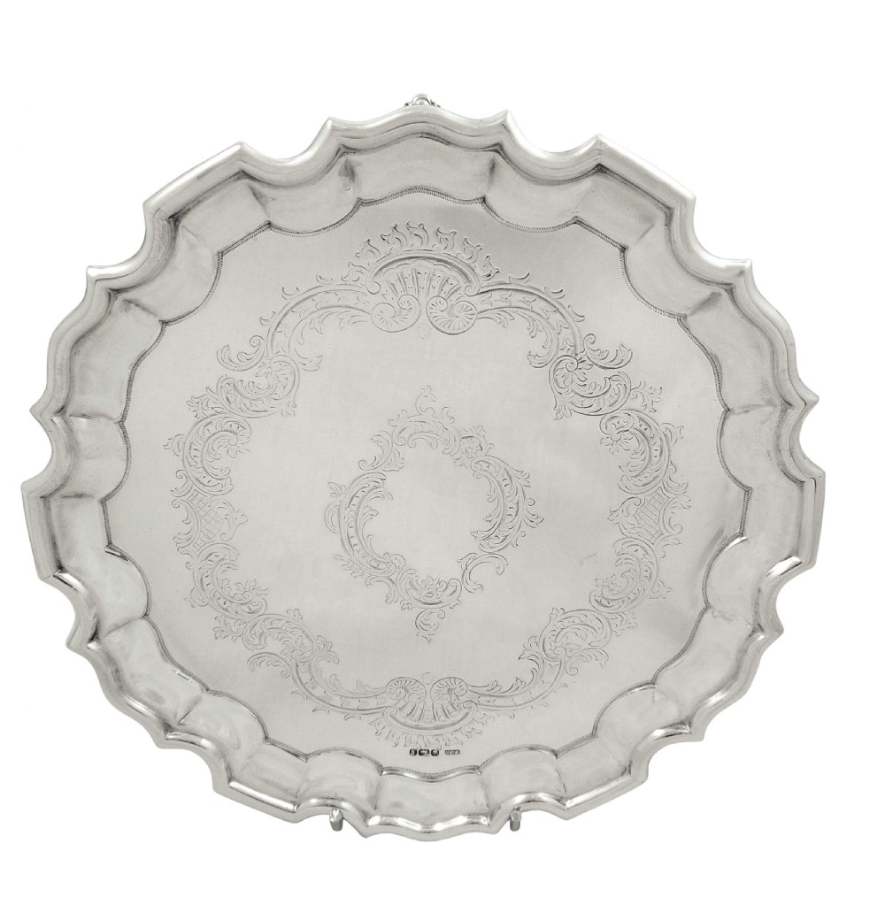Antique Sterling Silver Tray / Salver 1911 View VIII