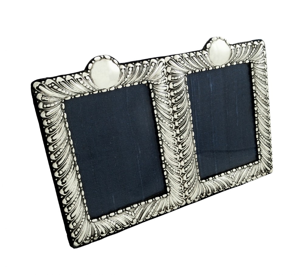 Antique Victorian Sterling Silver Double Photo Frame 1897 View VII