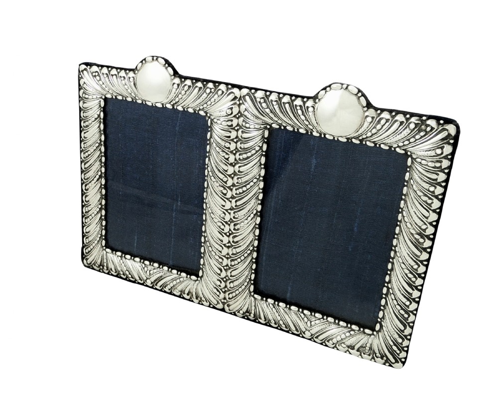 Antique Victorian Sterling Silver Double Photo Frame 1897 View VIII