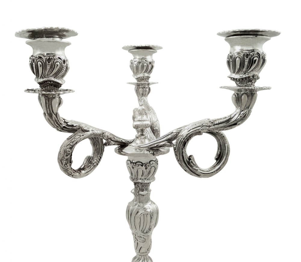 Pair of Antique Edwardian Scottish Sterling Silver Candelabra - Glasgow 1903 View IX