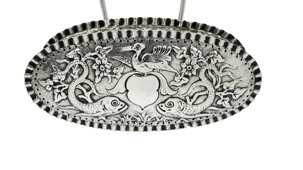 Antique Victorian Sterling Silver 'Fish' Trinket Box 1881 View II