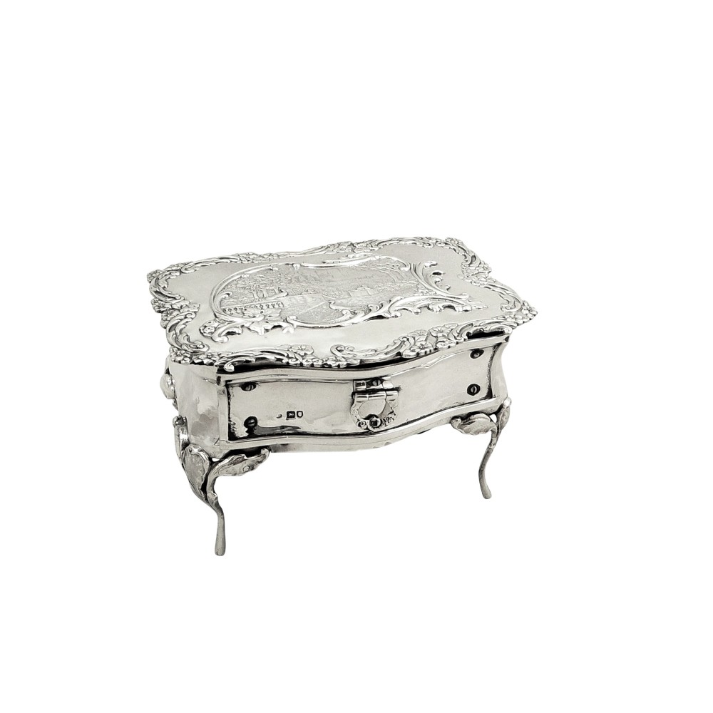 Antique Edwardian Sterling Silver Dressing Table Trinket Box 1903