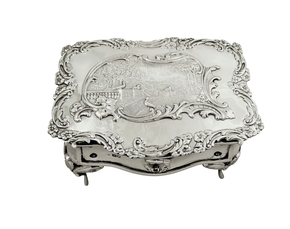 Antique Edwardian Sterling Silver Dressing Table Trinket Box 1903 View VI