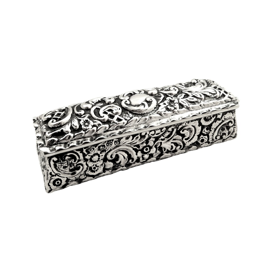 Antique Victorian Sterling Silver Ring Box 1899