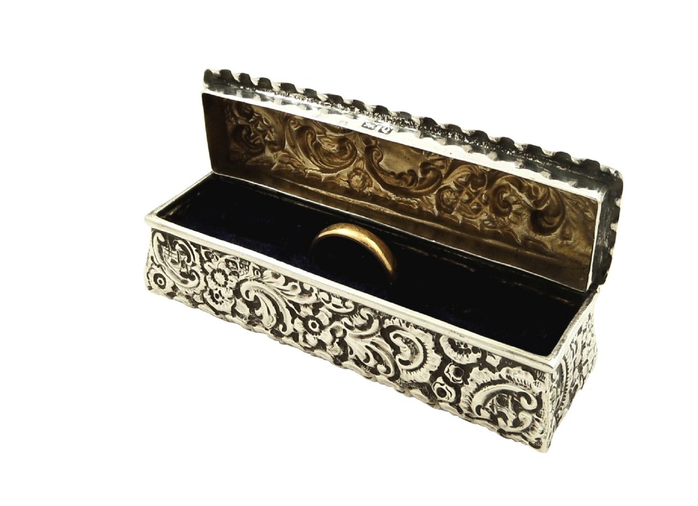 Antique Victorian Sterling Silver Ring Box 1899 View III