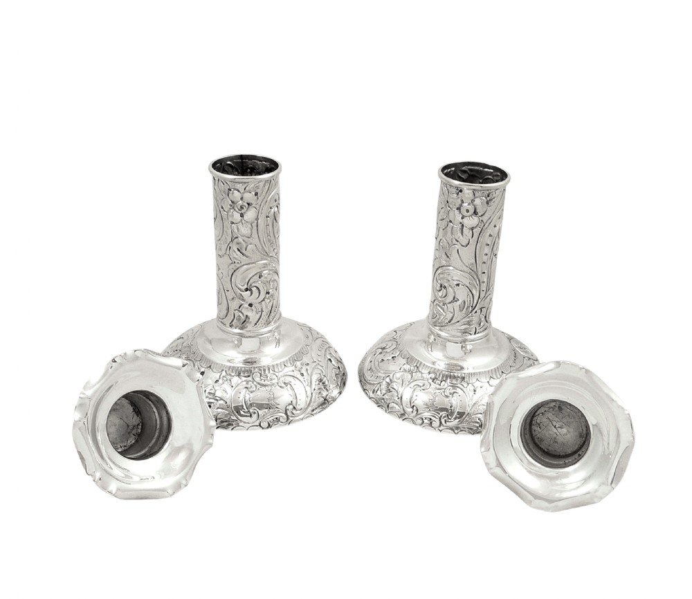 Pair of Antique Victorian Sterling Silver Candlesticks 1893 View IV