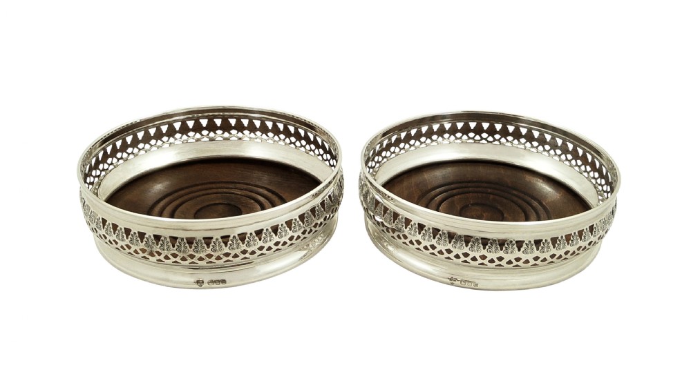 Pair of Vintage Sterling Silver Wine/Champagne Coasters View II