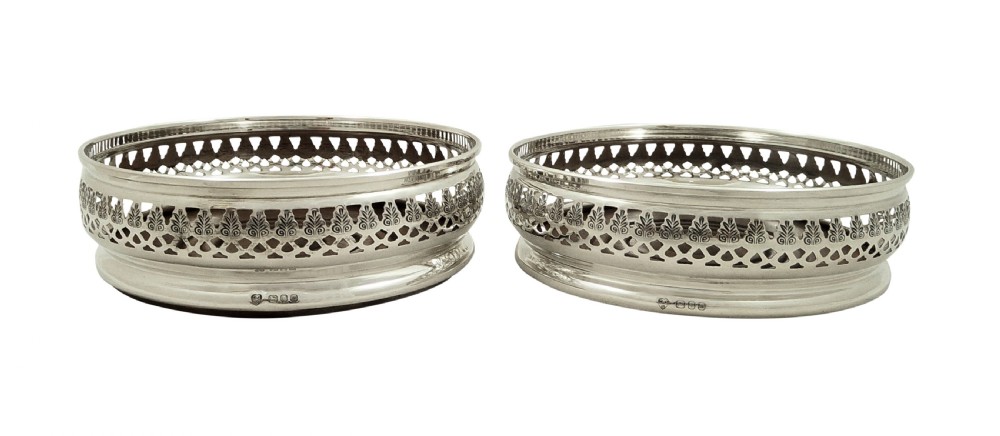 Pair of Vintage Sterling Silver Wine/Champagne Coasters View VI