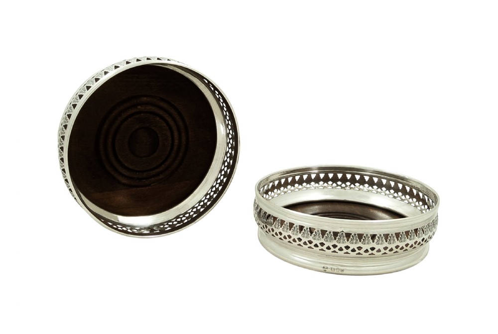 Pair of Vintage Sterling Silver Wine/Champagne Coasters View VIII