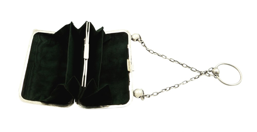 Antique Edwardian Sterling Silver 'Birds' Purse 1905 View VII