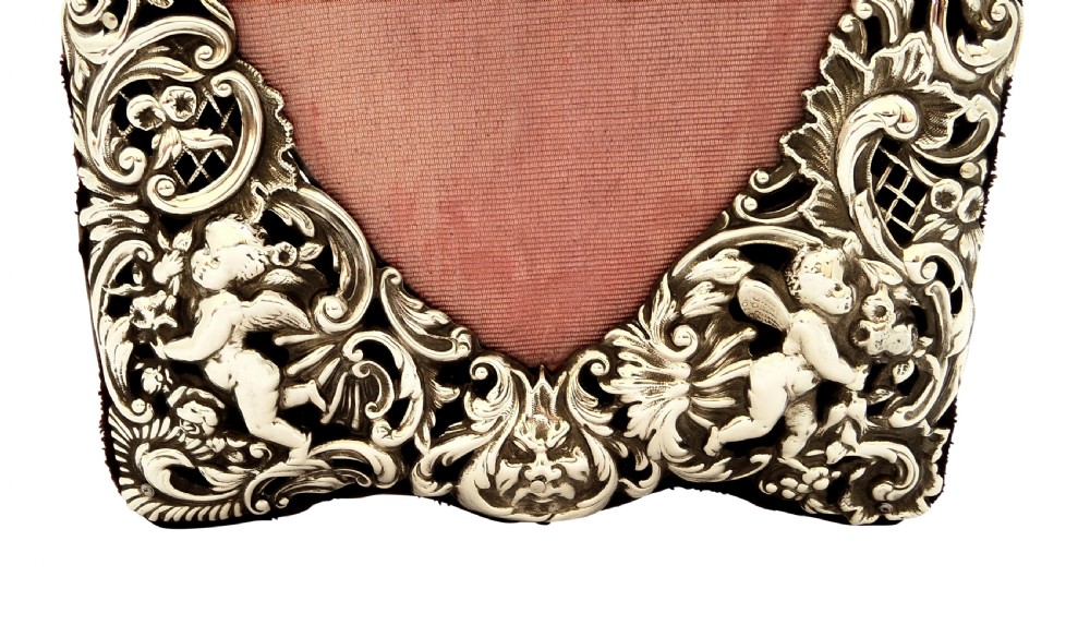 Antique Victorian Sterling Silver 'Cherubs' Photo Frame 1895 View VI
