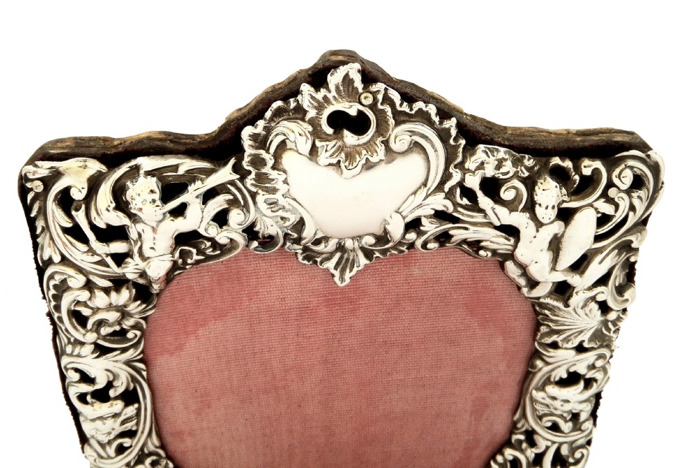 Antique Victorian Sterling Silver 'Cherubs' Photo Frame 1895 View VII