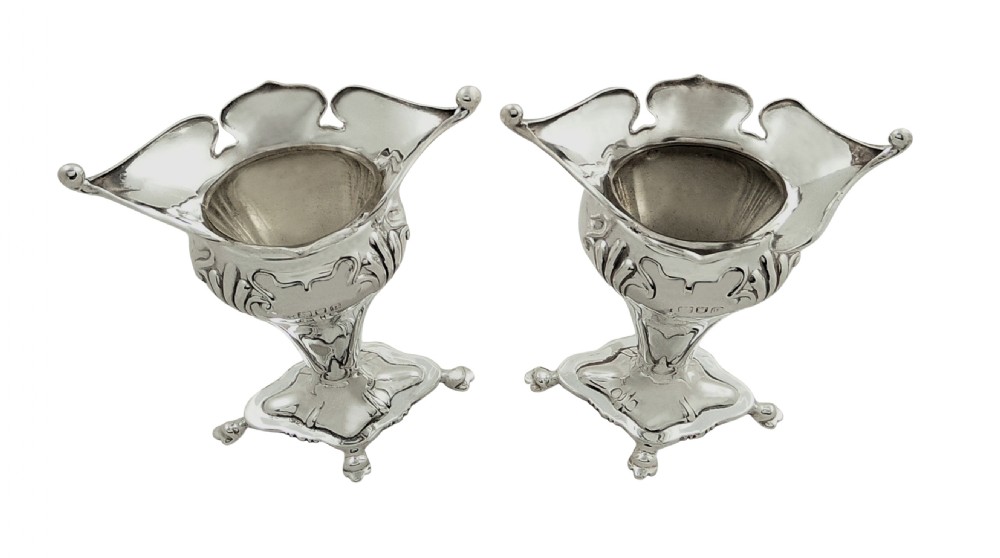 Pair of Antique Edwardian Sterling Silver Vases 1910 View V