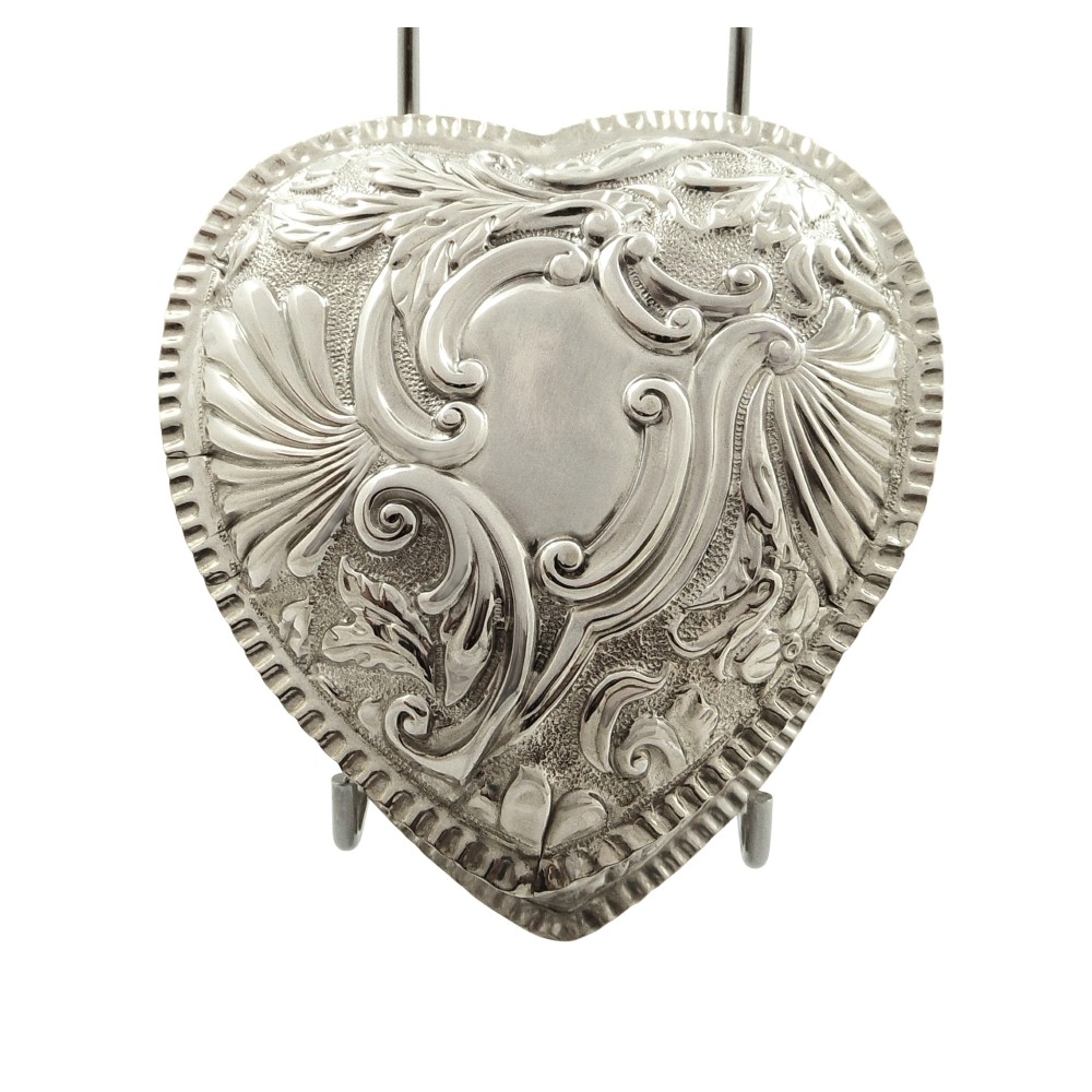 Antique Victorian Sterling Silver Heart Trinket Box 1890