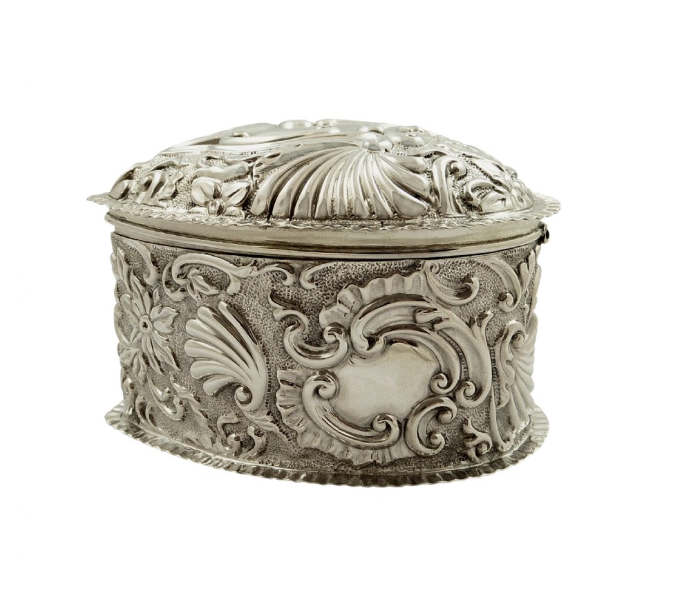Antique Victorian Sterling Silver Heart Trinket Box 1890 View VII