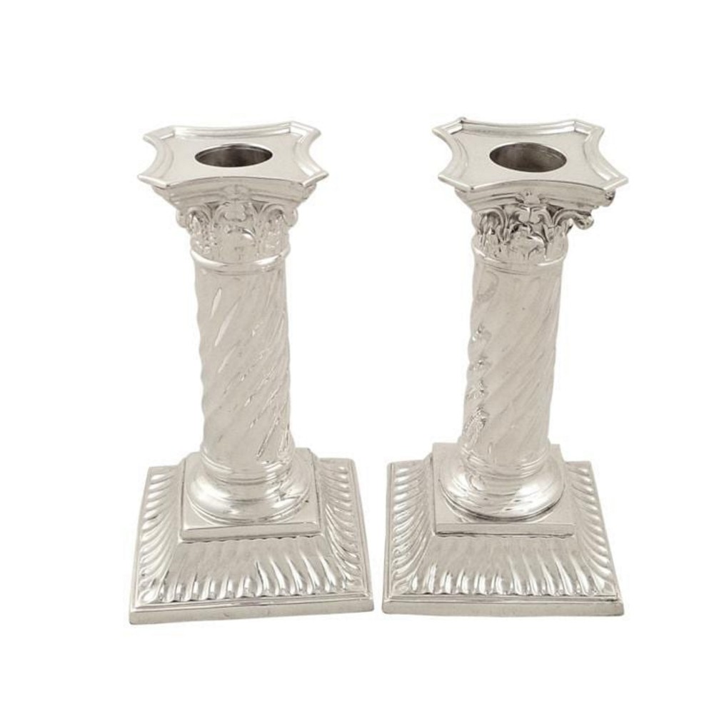 Pair of Antique Victorian Sterling Silver Candlesticks 1891