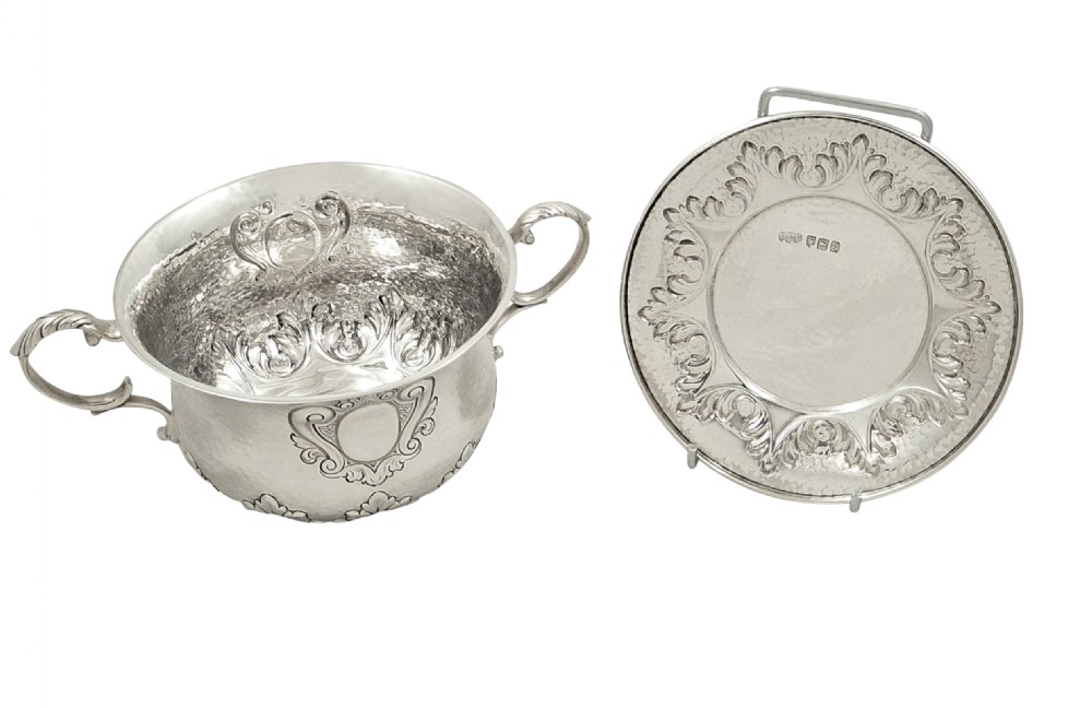 Antique Edwardian Sterling Silver Porringer with Lid 1902 View II