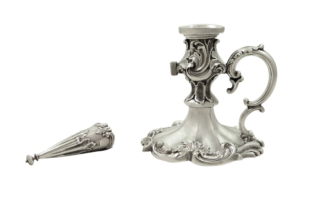 Antique Early Victorian Sterling Silver Chamberstick 1838 View VII
