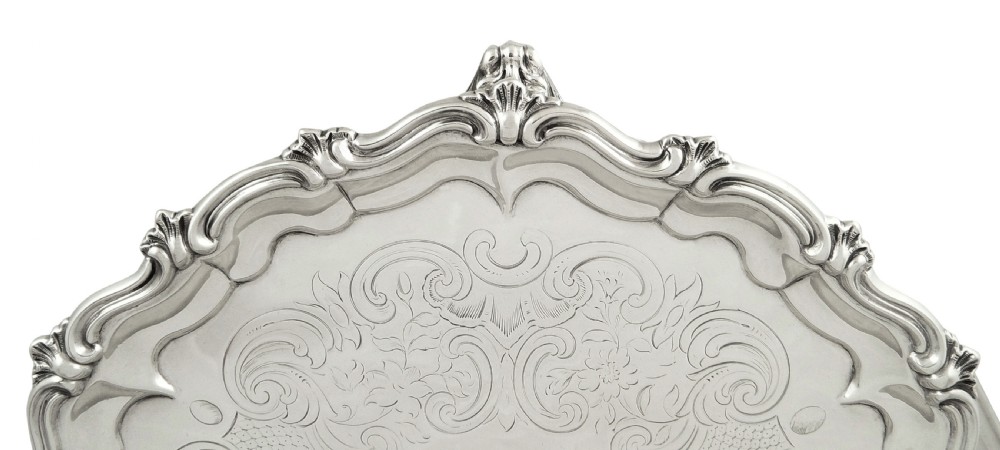 Antique Early Victorian Sterling Silver Tray / Salver 1846 View II
