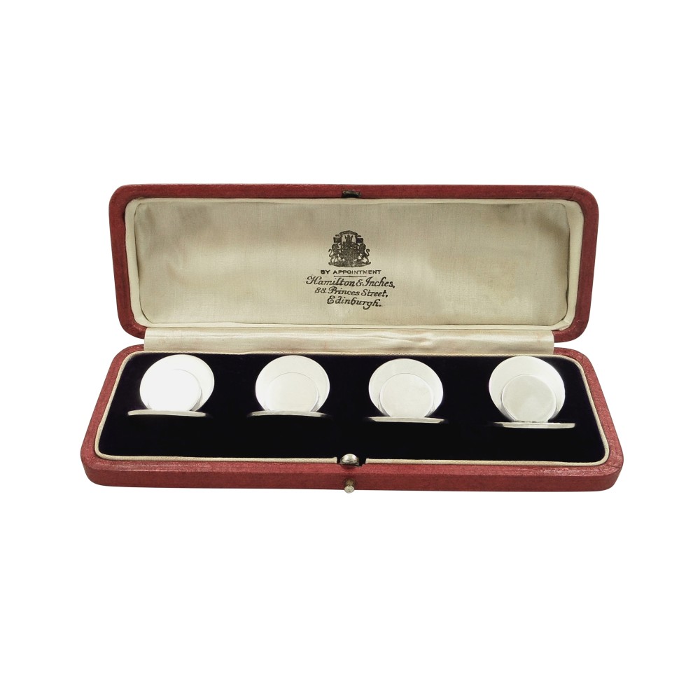 Set of 4 Antique Sterling Silver Menu / Card Holders 1914