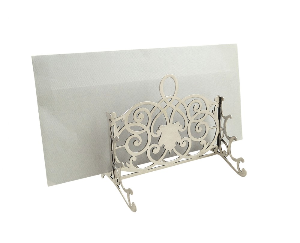 Antique Edwardian Sterling Silver Letter Rack 1904 View X