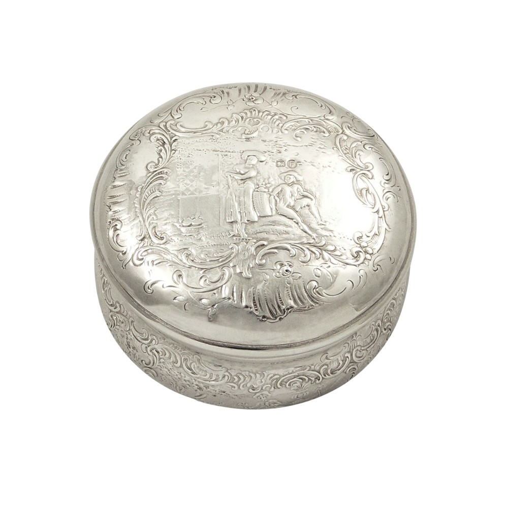 Antique Victorian Sterling Silver Trinket Box / Vanity Pot 1900