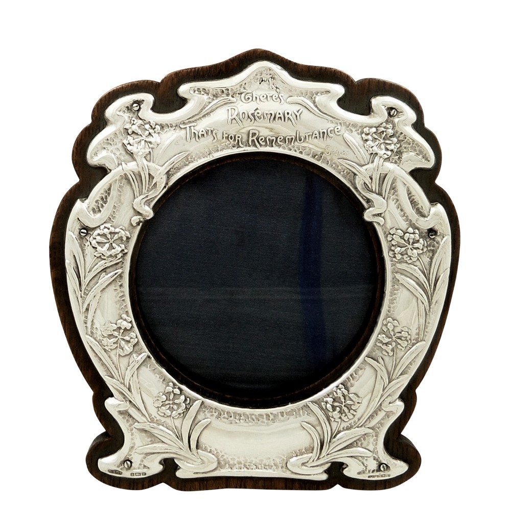 Antique Edwardian Sterling Silver Photo Frame 1904 - There's Rosemary for Remembrance