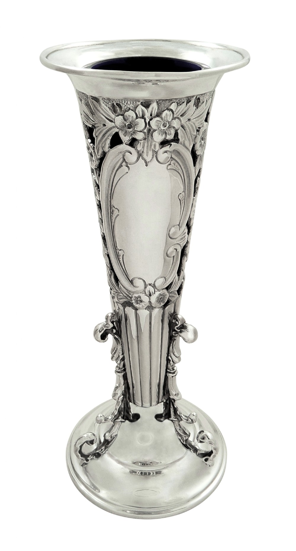 Pair Of Antique Edwardian Sterling Silver Vases 1904 661859