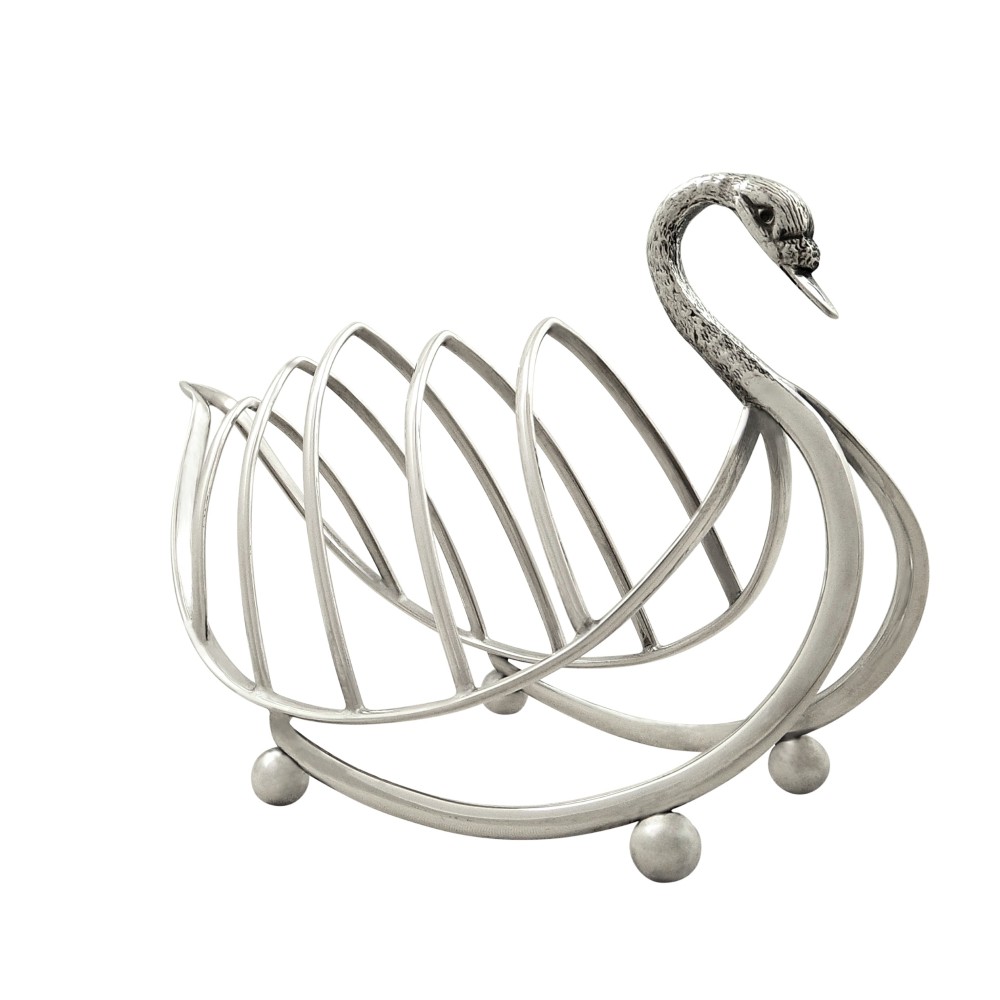 Antique Edwardian Sterling Silver Swan Toastrack 1903