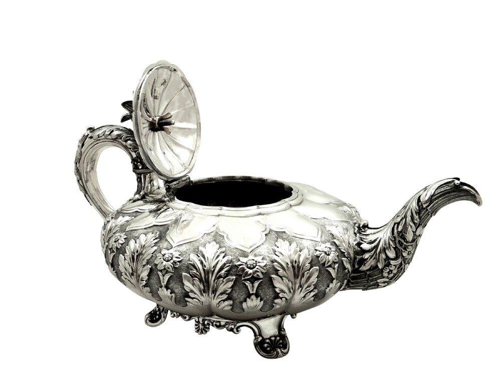 Antique Georgian Sterling Silver 2 Pint Teapot 1827 View III