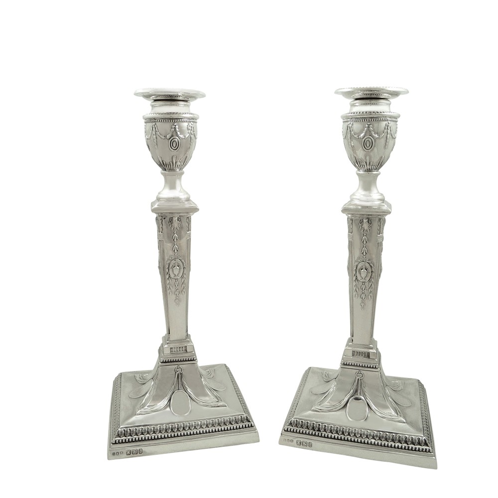 Pair of Antique Victorian Sterling Silver Candlesticks 1894