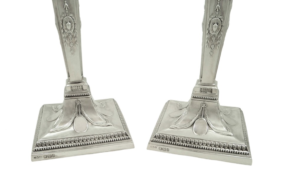 Pair of Antique Victorian Sterling Silver Candlesticks 1894 View VI