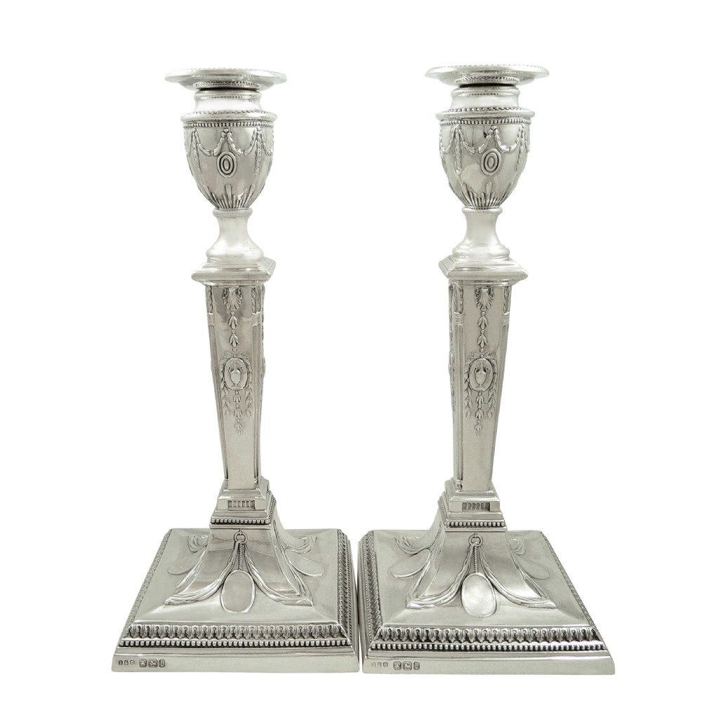 Pair of Antique Victorian Sterling Silver Candlesticks 1894 View VII