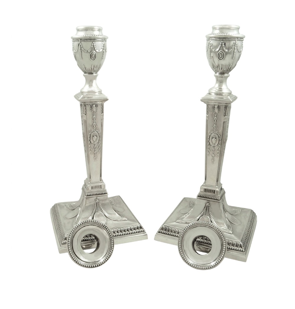 Pair of Antique Victorian Sterling Silver Candlesticks 1894 View VIII