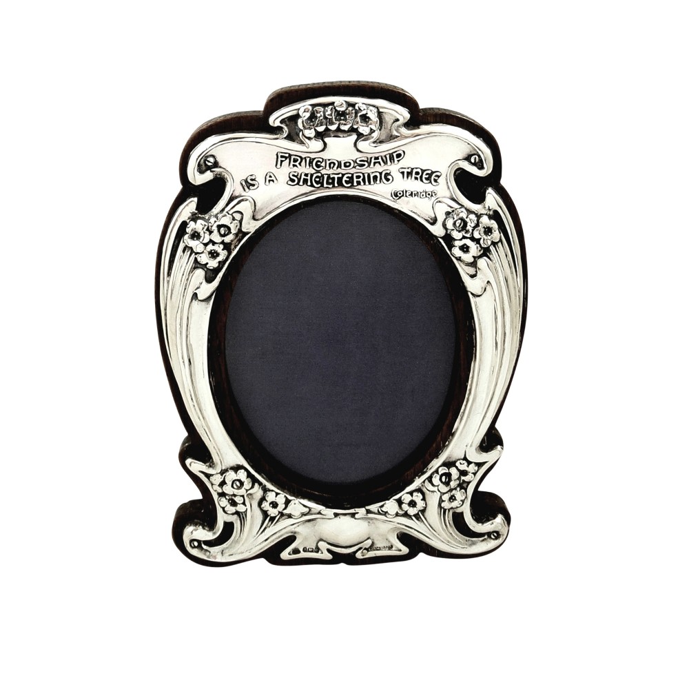 Antique Edwardian Sterling Silver Photo Frame 1904 - Friendship is a Sheltering Tree