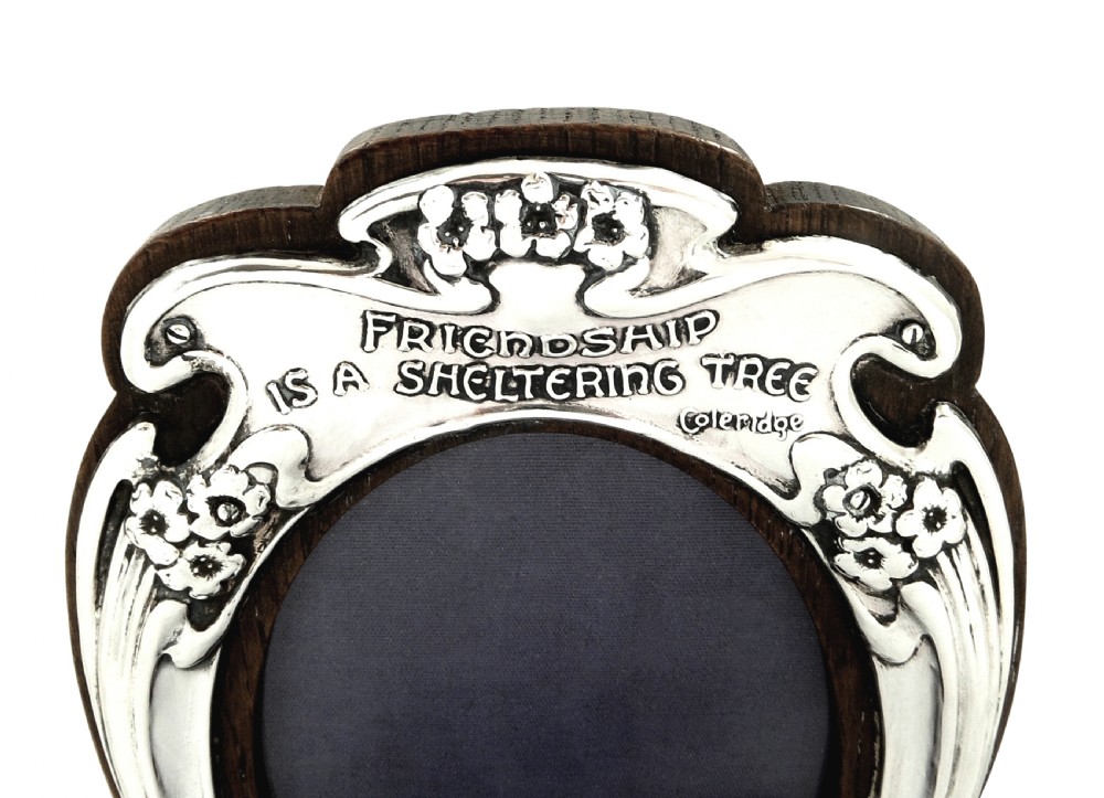 Antique Edwardian Sterling Silver Photo Frame 1904 - Friendship is a Sheltering Tree View II