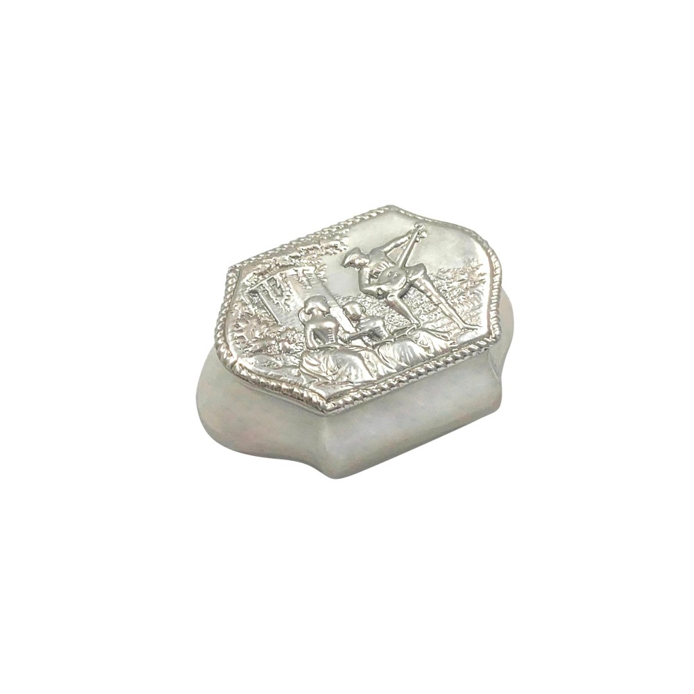 Antique Victorian Sterling Silver Trinket Box 1899 - The Music Lesson