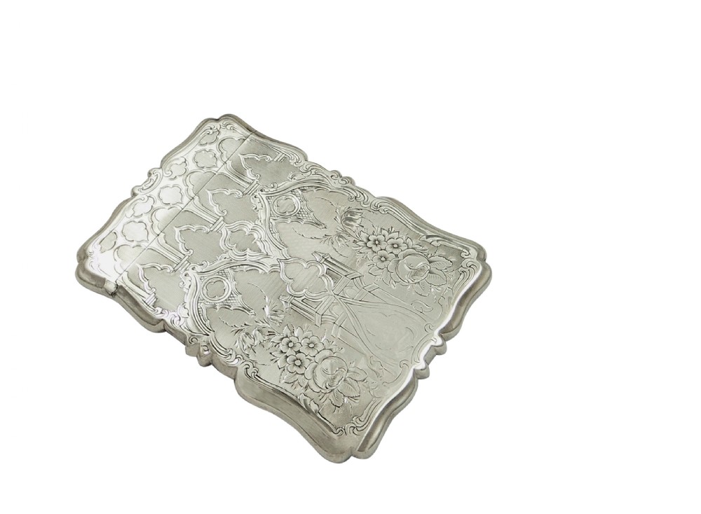 Antique Victorian Sterling Silver Card Case 1855 View II