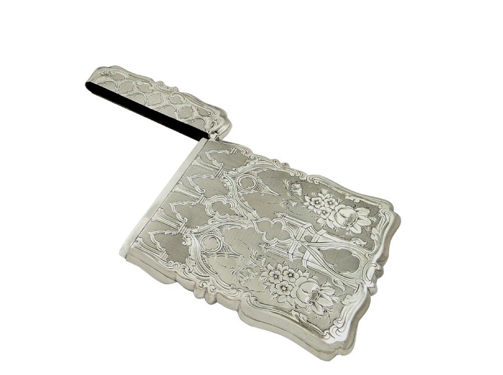Antique Victorian Sterling Silver Card Case 1855 View III
