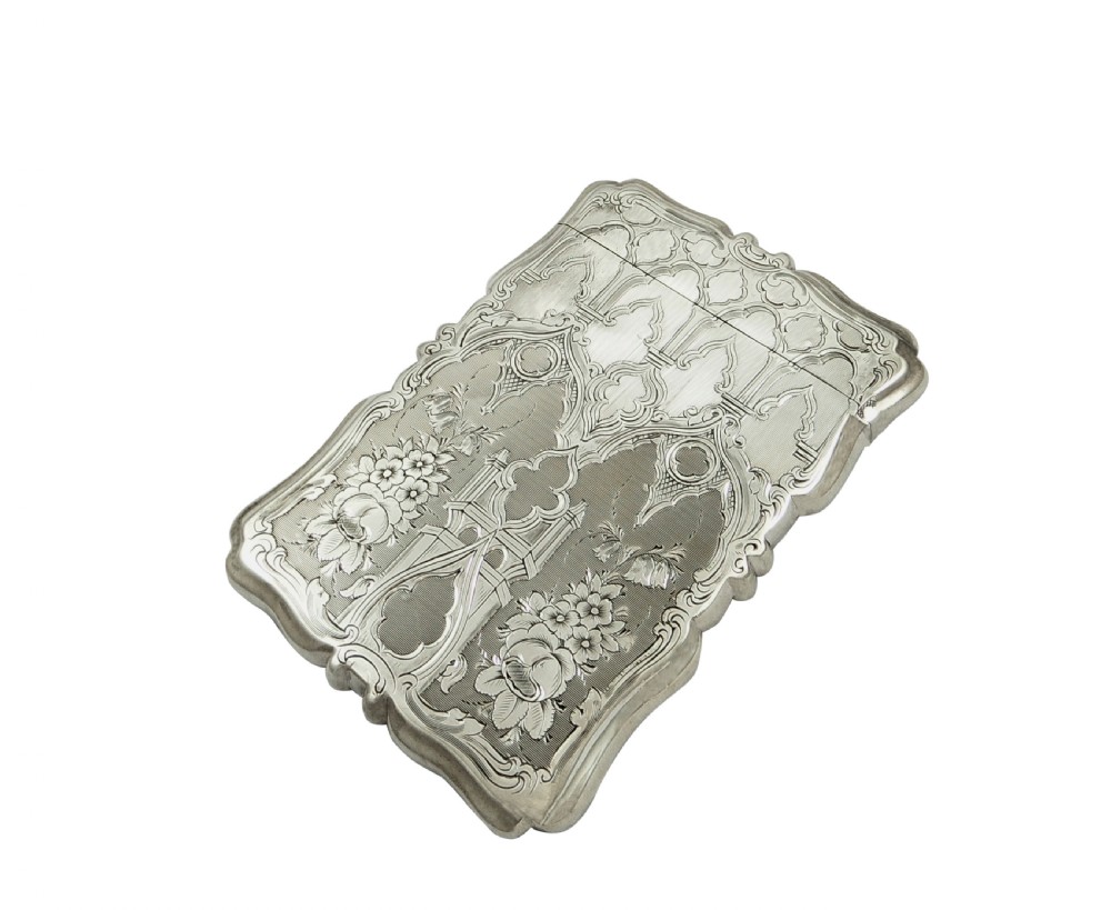 Antique Victorian Sterling Silver Card Case 1855 View VI