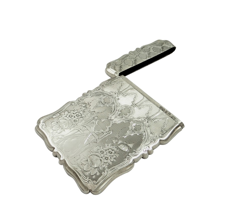 Antique Victorian Sterling Silver Card Case 1855 View VII
