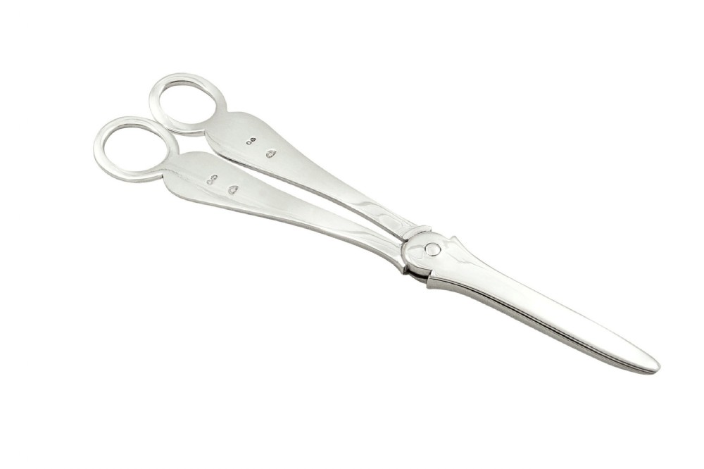 Pair of Antique Victorian Sterling Silver Grape Shears / Scissors in Case 1884 View VII